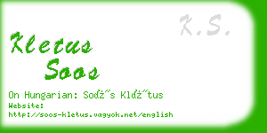 kletus soos business card